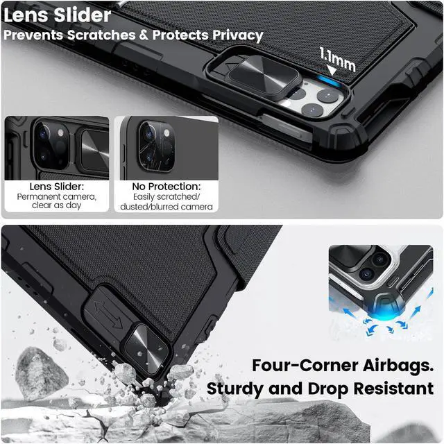 Alt view image 5 of 5 - Nillkin for iPad Air 13 inch M2 2024 M3 2025 Keyboard Backlit Bumper Case for iPad Pro 12.9 (3rd, 4th, 5th and 6th gen) Detachable Keyboard with Built in trackpad, Stand,US English - Elite Black