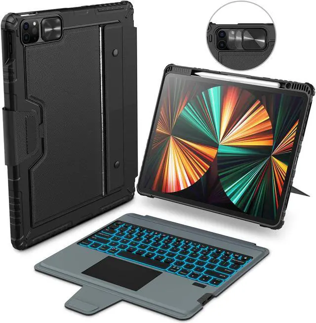Main image of Nillkin for iPad Air 13 inch M2 2024 M3 2025 Keyboard Backlit Bumper Case for iPad Pro 12.9 (3rd, 4th, 5th and 6th gen) Detachable Keyboard with Built in trackpad, Stand,US English - Elite Black