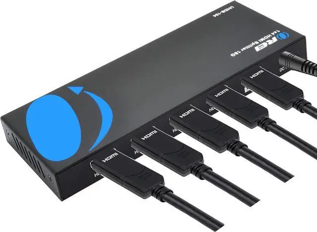 Alt view image 4 of 5 - OREI 1 in 4 Out HDMI Splitter, 4K @ 60Hz 2.0 HDMI Splitter 2 Ports with Full Ultra HDCP 2.2, 18 Gbps & 3D Supports EDID Control