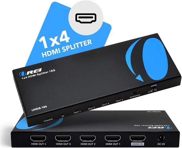 Alt view image 3 of 5 - OREI 1 in 4 Out HDMI Splitter, 4K @ 60Hz 2.0 HDMI Splitter 2 Ports with Full Ultra HDCP 2.2, 18 Gbps & 3D Supports EDID Control
