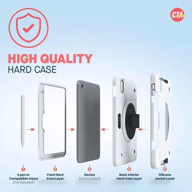 Alt view image 3 of 5 - CTA Digital Hard Protective Case for iPad 10th Generation 10.9 inch - Premium Hard Kickstand Case with S-Pen Slot