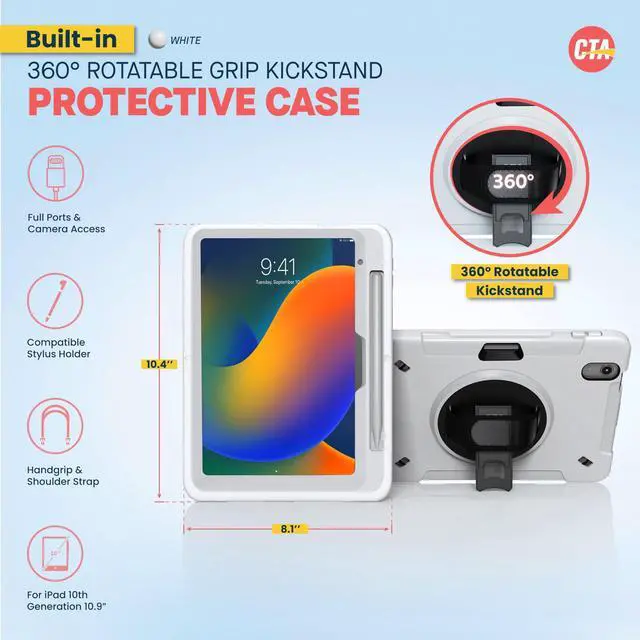 Alt view image 2 of 5 - CTA Digital Hard Protective Case for iPad 10th Generation 10.9 inch - Premium Hard Kickstand Case with S-Pen Slot