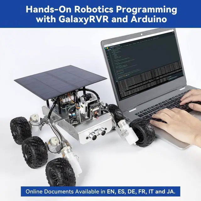 Alt view image 3 of 5 - SunFounder GalaxyRVR Mars Rover Kit, Smart Video Robot Car Kit Compatible with Arduino Uno R3 with ESP32 CAM for Real-Time FPV Visuals, R3 Board & Rechargeable Batteries Included