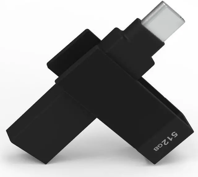 Main image of PioData Apple MFi Certified Black iXflash 512 GB Backup Flash Drive 2-in-1 USB for iPhone, iPad, and Computer, USB Type A & USB Type C, iPhone Photo Storage Stick, External Hard Drive for iPhone