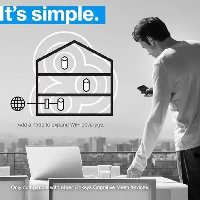 Alt view image 4 of 5 - Linksys Velop Pro 6E WiFi Mesh System | One Cognitive Mesh Tri-Band Router | 5.4 Gbps (AXE5400) Speeds | 3,000 sq ft Coverage | Connect 200+ Devices | 1Pk MX6200 Grey | 2024 Release
