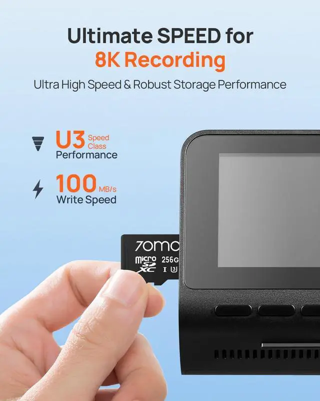 Alt view image 2 of 5 - 70mai Micro SD Card 256GB Memory Card, Up to 100MB/s, Suitable for 70mai Dash Cam A500S, A510, A800s, A810, Android Smartphones, Tablets, Games, Drones