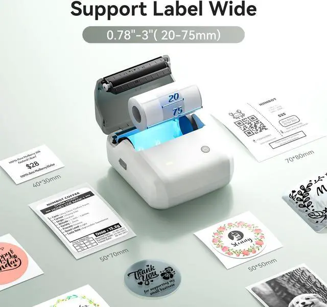 Alt view image 4 of 5 - NIIMBOT B31 Label Maker, Portable Label Printer for Small Business, Support 0.78"-3" Label Width, for Barcode Address Logo Tag, Thermal Sticker Maker Compatible with Smartphones & PC, Grey White