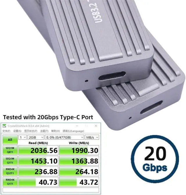 Alt view image 3 of 5 - xiwai 20Gbps Type-C USB3.2 Gen2 USB4 to M-Key M.2 NVMe NGFF SATA 2280/2242/2230mm SSD Enclosure PCBA Adapter RTL9220 Chipset