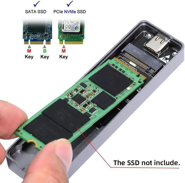 Alt view image 2 of 5 - xiwai 20Gbps Type-C USB3.2 Gen2 USB4 to M-Key M.2 NVMe NGFF SATA 2280/2242/2230mm SSD Enclosure PCBA Adapter RTL9220 Chipset