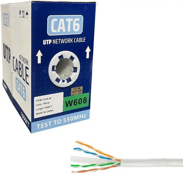 Alt view image 3 of 5 - ENS Cat6 Ethernet Cable 1000ft, 23 AWG, CMR, Solid Bare Copper Wire, 550MHZ / 10 Gigabit Speed UTP LAN Builk Ethernet Cable, ETL Listed, Perfect for CCTV Security Surveillance System, White