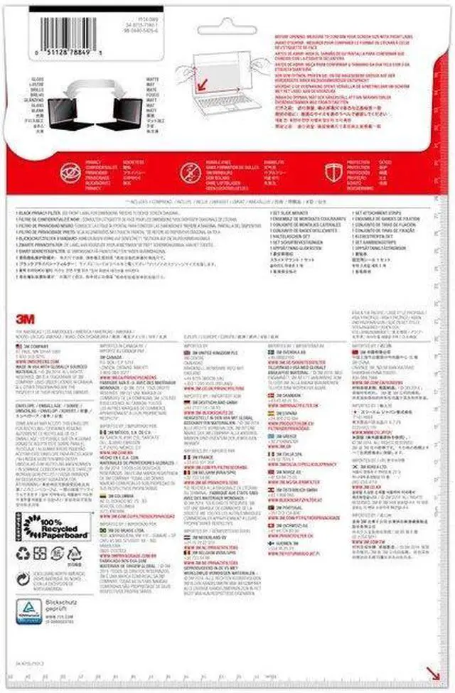 Alt view image 2 of 4 - 3M Touch Screens PF14.0W9 3M Privacy Filter for 14" Widescreen Laptop, Unframed, 16:9 Aspect Ratio