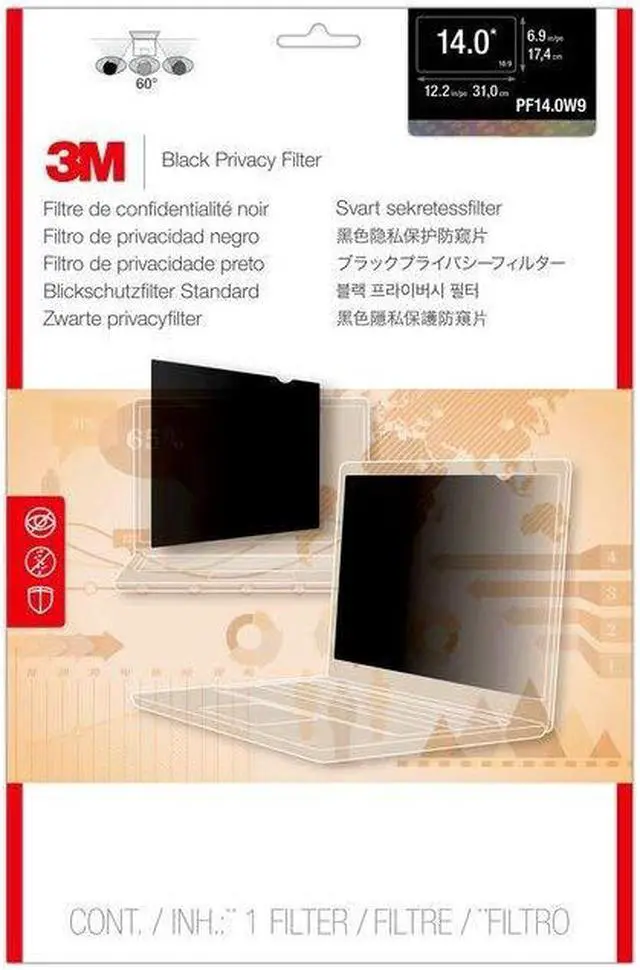 Alt view image 4 of 4 - 3M Touch Screens PF14.0W9 3M Privacy Filter for 14" Widescreen Laptop, Unframed, 16:9 Aspect Ratio
