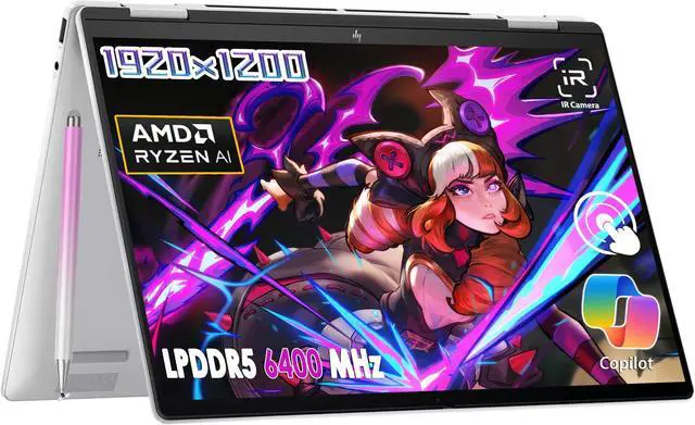 Main image of HP Envy 2024 AI 2-in-1 14" Wide Ultra XGA Touch-Screen Laptop, AMD Ryzen 5 8640HS, AMD FreeSync, Wi-Fi 6E, BT 5.3, Backlit KB, Win 11 W/Stylus Pen (16GB RAM | 512GB PCIe SSD)