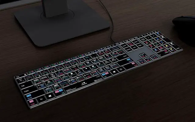Alt view image 2 of 5 - Davinci Resolve Backlit Pro Aluminum Keyboard - Windows - US  Pre-Programmed Shortcuts, Durable Aluminum Build, Plug-and-Play USB-A Connectivity