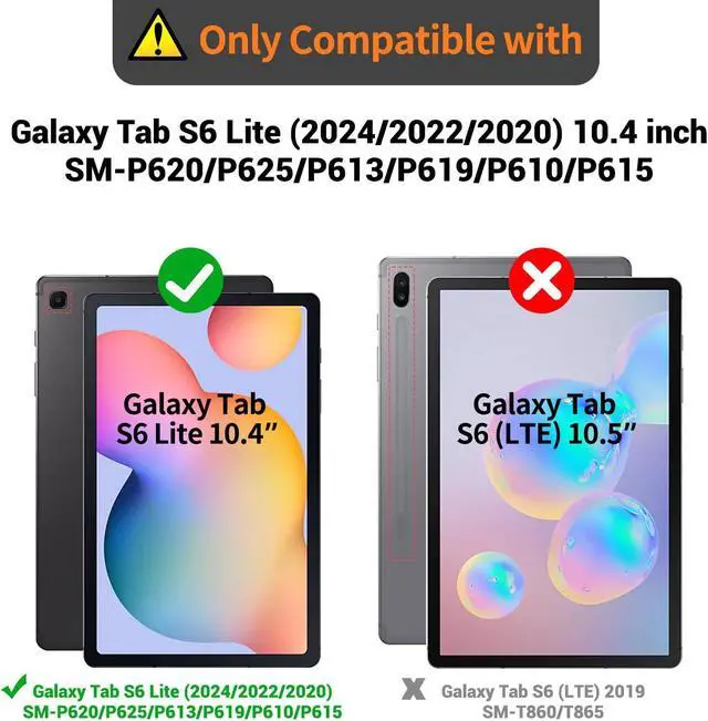 Alt view image 2 of 5 - Timecity Case for Samsung Galaxy Tab S6 Lite 10.4" - Kids Case with Pen Holder, Built-in Screen Protector & 360 Rotating Stand, Hand & Shoulder Straps - Rose