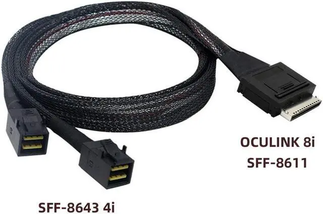 Alt view image 2 of 5 - xiwai OCuLink PCIe PCI-Express SFF-8611 8X 8-Lane to Dual SFF-8643 HD 4X SSD Data Active Cable 50cm
