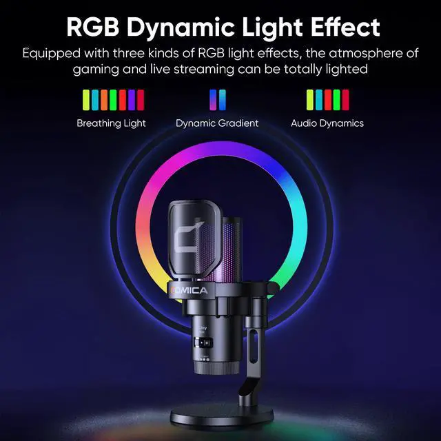Alt view image 4 of 5 - COMICA Ejoy Uni PRO(D) USB Wireless Gaming Microphone with Noise Cancellation, RGB Lights, Monitoring, Muting, Streaming Mic for Computer, PS5, PS4, Streaming, Podcast, Chat, Twitch, Discord