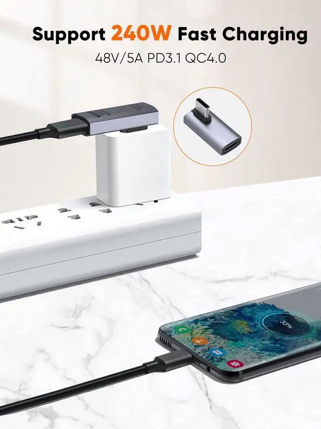 Alt view image 3 of 5 - CableCreation 90 Degree USB C Adapter 10 Pack, Right Angle USB C Male to Female Adapter 40Gbps 240W Compatible with Steam Deck, ROG Ally, Switch, Notebook, PC, Tablet, Phone and More, Middle Angle