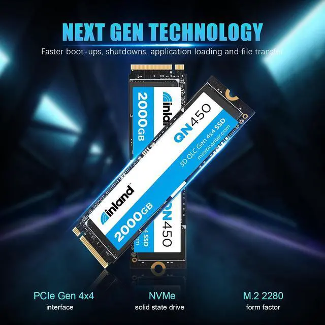 Alt view image 3 of 4 - INLAND QN450 SSD 2000GB M.2 2280 NVMe SSD- PCIe 4.0 Gen4x4, Up to 5,000 MB/s - Internal Solid State Drive