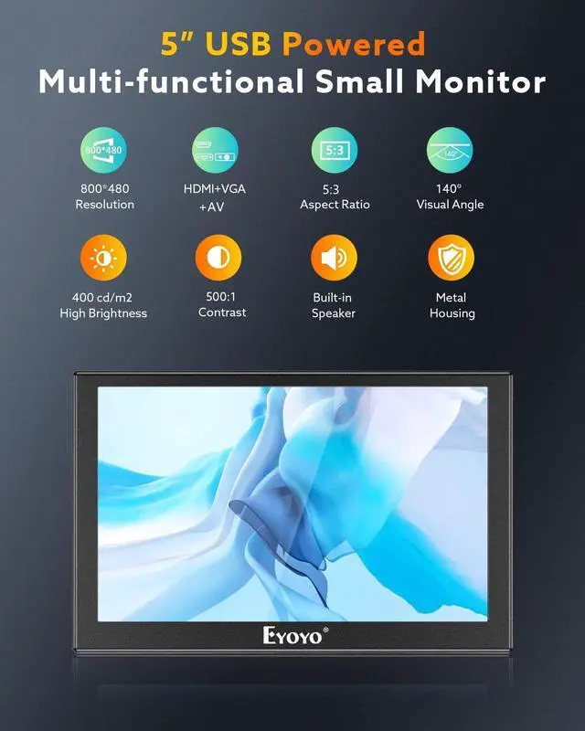 Alt view image 2 of 5 - Eyoyo 5 inch and 8 inch TFT LCD Screen Small Camera Video Monitor Bundles