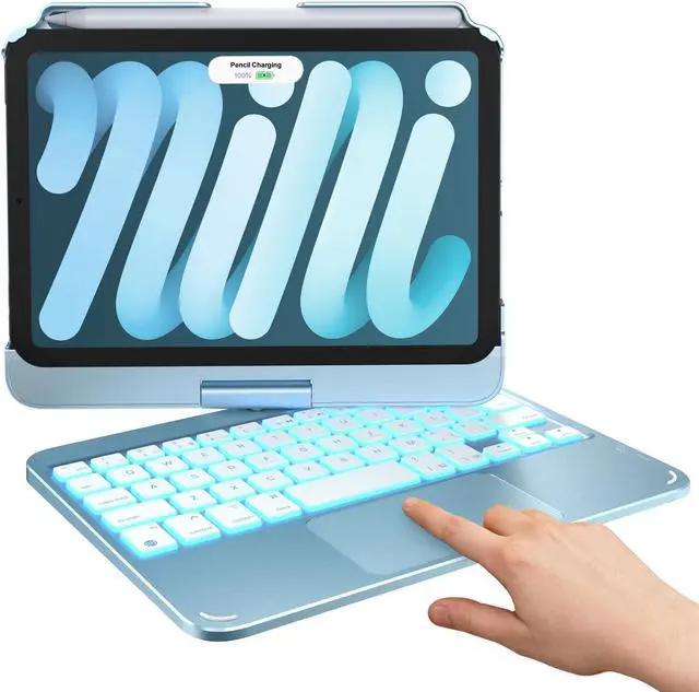 Main image of typecase Keyboard Case for iPad Mini 7 (2024) & Mini 6 (2021) - Wireless Case with Keyboard for iPad Mini 7th 6th Generation 8.3" - 10 Colors Backlit Keyboard Cover with Trackpad - Light Blue