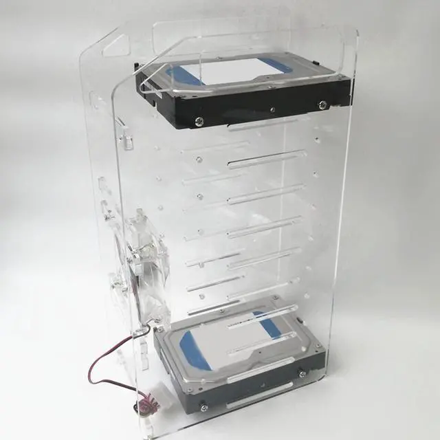 Alt view image 4 of 5 - 3.5in Hard Drive Cage, DIY Acrylic Hard Drive Mounting Bracket Kit, Transparent HDD Cage Tray, for 3.5inch HDD (10 Layers)