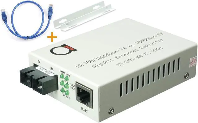 Main image of Multimode SC 850nm Gigabit Fiber Media Converter - Built-In SC Fiber Module 550m (0.34 miles)  to UTP Cat5e Cat6 10/100/1000 RJ-45  Auto Sensing Gigabit | Fast Ethernet Speed - Jumbo Frame - LLF