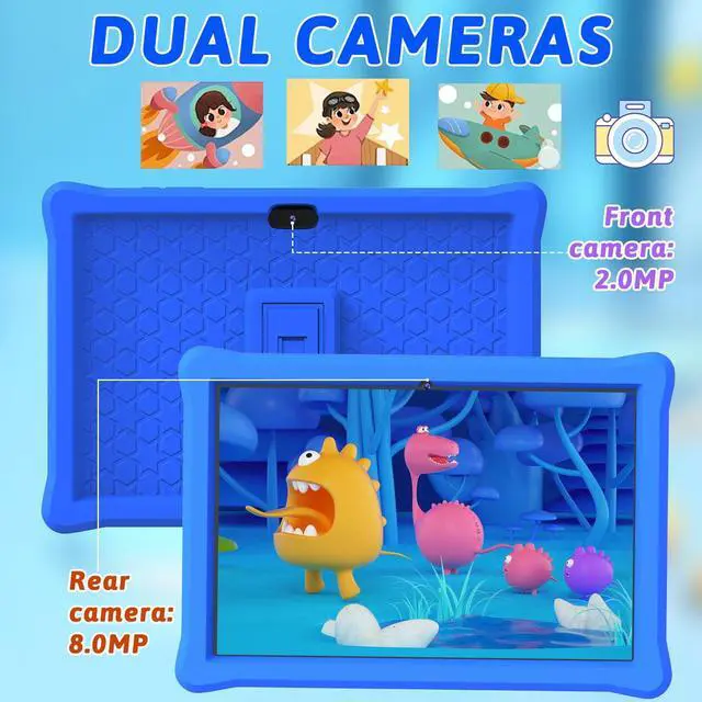 Alt view image 2 of 5 - Kids Tablet 10 inch Tablet Android 12 Tablet for Kids 4GB RAM 64GB ROM Tablets 10 inch IPS Touch Screen 1280x800, Iwawa & Parent Control kid Tablet WiFi Dual Camera, 6000mAh Battery Shockproof Case