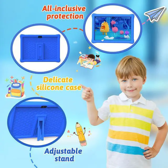 Alt view image 5 of 5 - Kids Tablet 10 inch Tablet Android 12 Tablet for Kids 4GB RAM 64GB ROM Tablets 10 inch IPS Touch Screen 1280x800, Iwawa & Parent Control kid Tablet WiFi Dual Camera, 6000mAh Battery Shockproof Case