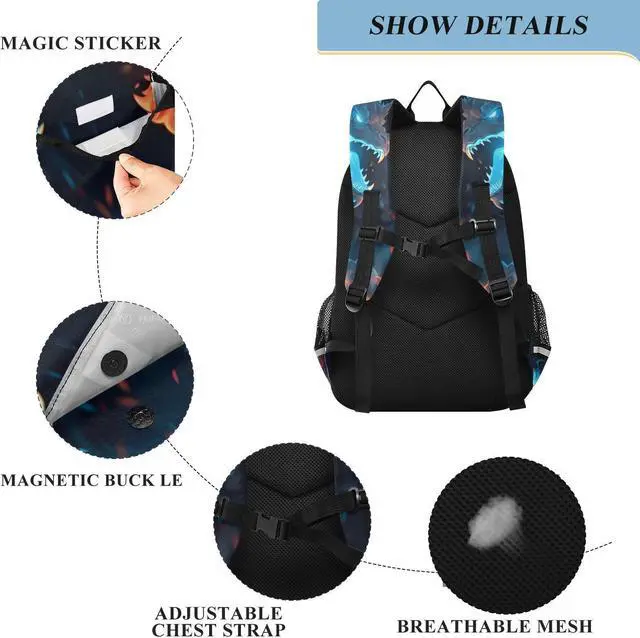 Alt view image 3 of 5 - ALAZA Ice & Fire Dragons Laptop Backpack Purse for Women Men Travel Bag Casual Daypack with Compartment & Multiple Pockets