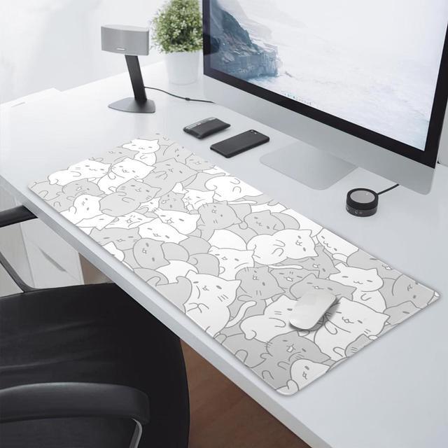 Alt view image 5 of 5 - Kawaii Cats Gaming Mouse Pad Extended 3XL Cute Anime Kittens Japanese Big Large Desk Mat Non-Slip Rubber Base Stitched Edge Long Keyboard Mousepad for Computer Laptop,47.2x23.6 Inch, 120x60 CM
