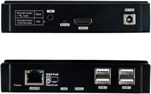 Alt view image 2 of 5 - Basicolor 4K POE HDMI USB KVM Extender TCP/IP Over Single Cat6/Cat7 Up to 328ft.(100m), 4K 30Hz KVM Webcam Extender Lossless No-Delay A/V with USB 2.0 Port*4 Multi-Receiver (ONLY RX)