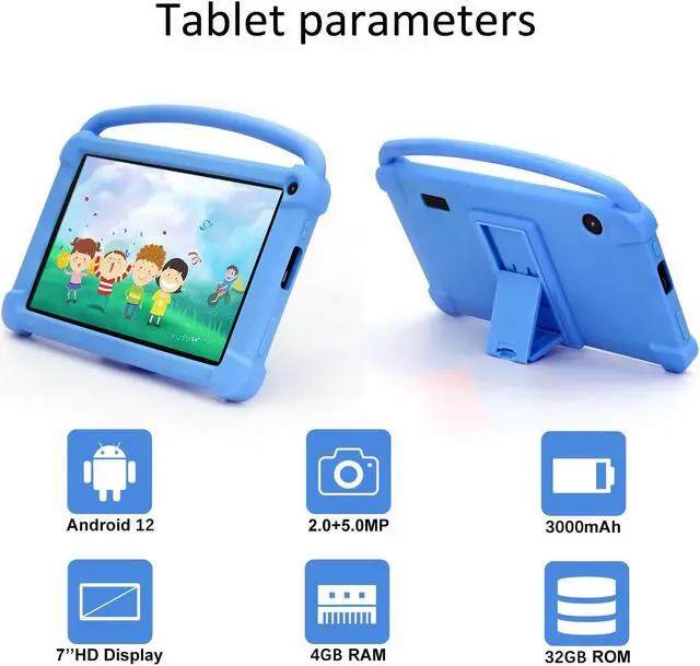 Alt view image 3 of 5 - ATOZEE Kids Tablet, 7 inch Tablet for Kids 4GB+32GB Supports 1TB Expansion Android 12 Preinstalled Parental Control Children Education with Shockproof Kickstand Case, GMS Certified Toddler Tablets.
