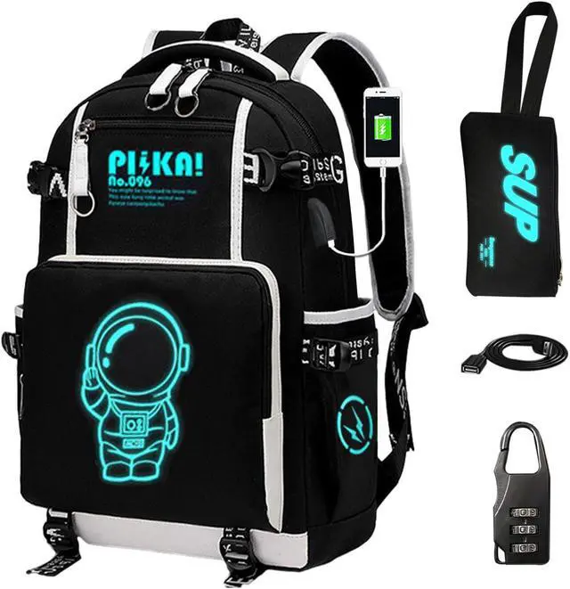 Main image of Boy Backpack Travel Bag Anime Backpack Luminous Pattern Travel Laptop Backpack - Adjustable Shoulder Strap Waterproof school bag Backpack With Usb Charging Port & Combination Lock Pencil Case