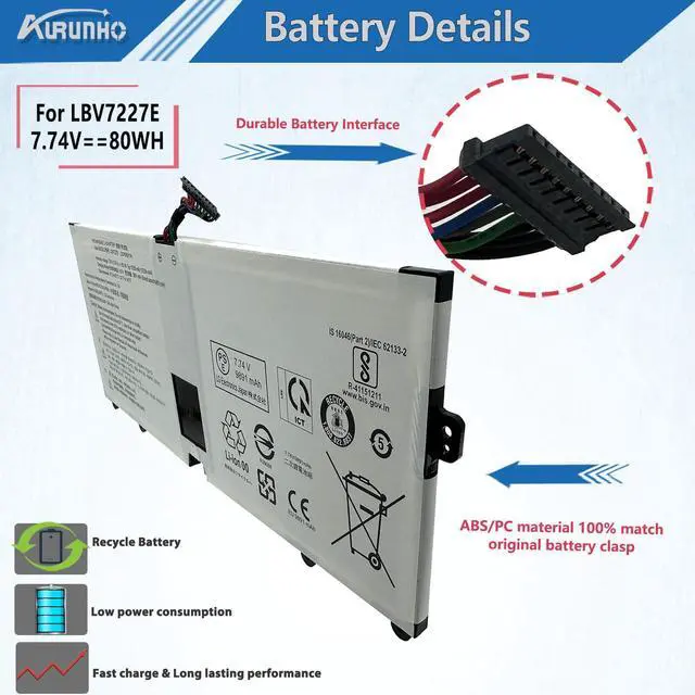 Alt view image 3 of 5 - AURUNHO LBV7227E 80Wh Laptop Battery Replacement for LG Gram 15Z90N 17Z90N Gram 16 2-in-1 16T90P 16Z90P 16Z90PC 16Z90PG 16ZD90P 17Z90P Series 7.74V 10336mAh