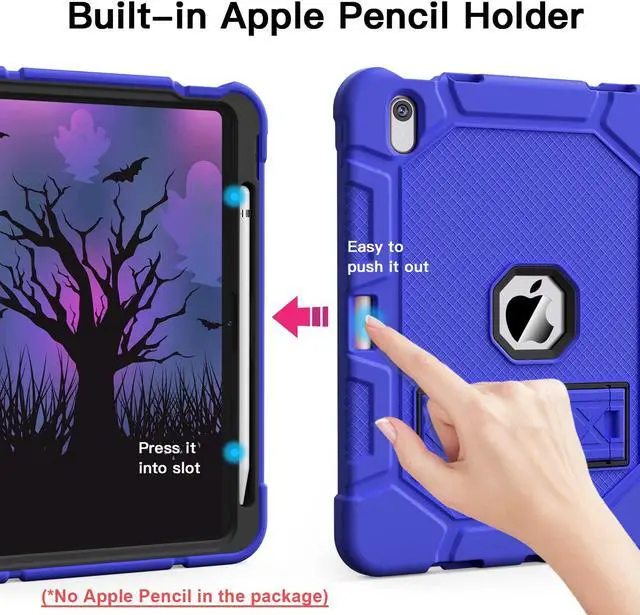Alt view image 4 of 5 - Azzsy Case for iPad 11-inch(A16) 2025/ iPad 10th Generation 10.9 Inch 2022, [Built-in Pencil Holder] Heavy Duty Shockproof Rugged Protective Case for iPad 11th/10th Generation, Blue