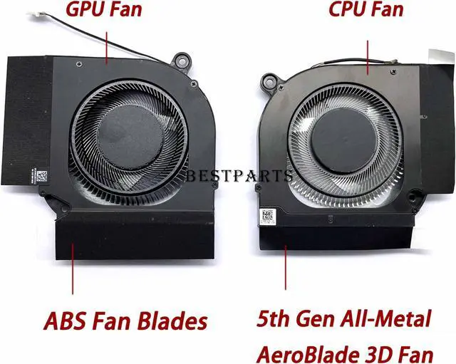 Alt view image 2 of 5 - BestParts New CPU+GPU Cooling Fan Replacement for ACER Predator Helios 300 15.6'' (PH315-55), Helios 300 17.3'' (PH317-56), All-Metal Blades AeroBlade 3D CPU Fan+ABS GPU Fan, 12V Fan