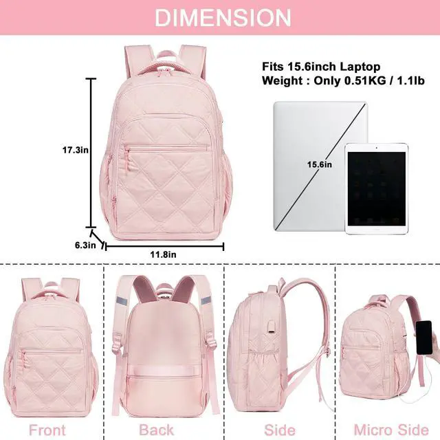 Alt view image 5 of 5 - Bluboon Backpack for Women 15.6 Inch Laptop Bookbag College School Backpack Girls Schoolbag Compartment Daypack for Business Travel