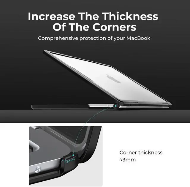 Alt view image 3 of 5 - BlueSwan Ultimate Protection Case for MacBook Air 13, M4 M3 M2 2025-2022 A3240 A3113 A2681 [Thickened Edge, Heavy Sturdy TPU Bumper] Matte Hard Shell, Solid Protective Case for MacBook Air 13.6