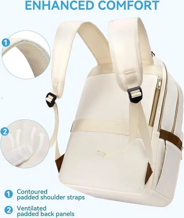 Alt view image 4 of 5 - BOSTANTEN 15.6 Inch Laptop Backpack for Women- College Teacher Computer Bag Travel Backpack Purse with USB Charging Port