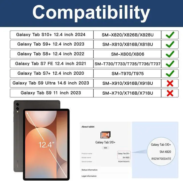 Alt view image 2 of 5 - BRAECN for Samsung Galaxy Tab S10 Plus Case 2024/S9 Plus/S9 FE+/S8 Plus/S7 Plus /S7 FE 12.4 Inch,Heavy Duty Shockproof Case with S Pen Holder&360 Rotating Hand Strap/Kickstand Shoulder Strap,Black
