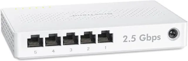 Main image of BrosTrend 5 Port 2.5GB Switch, Unmanaged Ethernet Switch for Game Console, PC, NAS, etc. 2.5 Gigabit Network Switch Fanless Plug & Play, Multi-Gigabit Switch, Desktop / Wall Mount, Lifetime Protection
