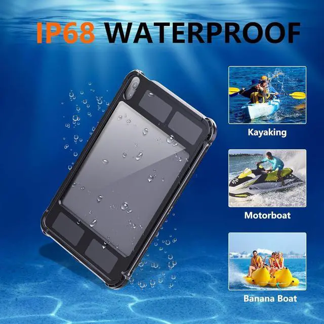 Alt view image 3 of 5 - Waterproof Case for iPad(A16) 11th Generation 11 inch 2025/10th Generation 10.9 Inch 2022 Case with Screen Protector with Pencil Holder & Stand & Shoulder Strap & Handle, Full-Body Rugged Cover, Black