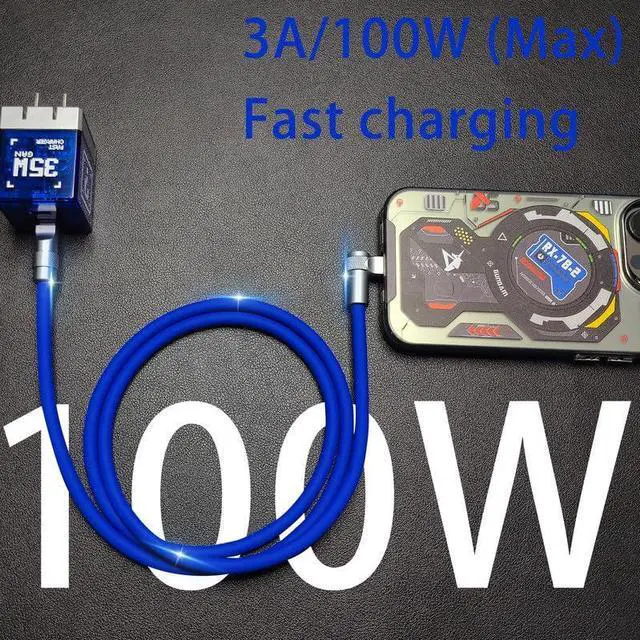 Alt view image 5 of 5 - chubbycable FlexElbow Pro - 90 Degree Design 240W Fast Charge Cable Ultra-Thick Silicone Right Angle USB C Cable Phone Tablets Charging Cord, Light Blue, Type-C to Type-C, 19.6FT
