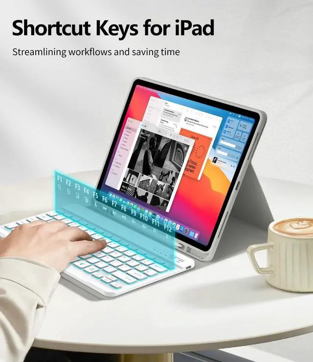 Alt view image 4 of 5 - COO for iPad Air 13 Inch M2 2024 Case Keyboard, Keyboard Case for iPad Pro 12.9 inch 5/6th Gen Case with Pencil Holder - Wireless Detachable Backlit Keyboard with Auto Sleep/Wake
