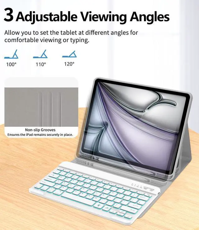 Alt view image 5 of 5 - COO for iPad Air 13 Inch M2 2024 Case Keyboard, Keyboard Case for iPad Pro 12.9 inch 5/6th Gen Case with Pencil Holder - Wireless Detachable Backlit Keyboard with Auto Sleep/Wake