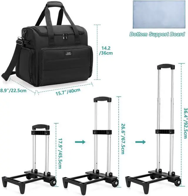 Alt view image 4 of 5 - CURMIO Rolling Teacher Bag with Wheels, Teacher Rolling Cart, Rolling Briefcase with Accordion Organizer and 15.6" Laptop Sleeve for School or Work, Black(Patented Design)
