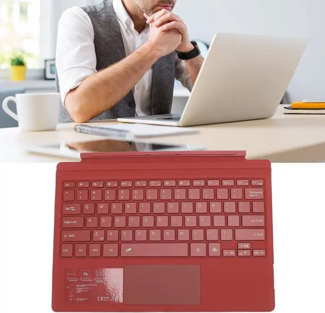 Alt view image 5 of 5 - Generic Keyboard for Surface Pro 7, Pro 7 Plus, Pro 6 Pro 5/ Pro 4 12.3 / Pro 3, Portable Bluetooth 5.0 Wireless, Touchpad Color Backlit Cover for Surface Pro 7/7+ / 6/5/ 4/3, Red
