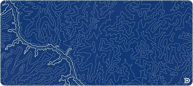 Main image of Deskr Navy Topograph Canyon Deskpad Full XL Gaming Desk Mat Gamer Desk Pad with Stitched Edges 5mm Thick Non-Slip Water-Resistant Rubber Laptop Computer Mousepad for Office & Home - 36 x 16 in