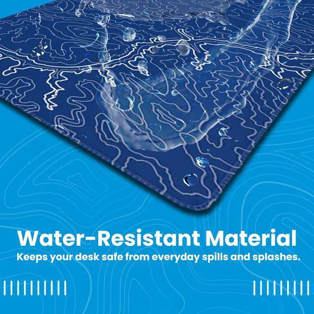 Alt view image 5 of 5 - Deskr Navy Topograph Canyon Deskpad Full XL Gaming Desk Mat Gamer Desk Pad with Stitched Edges 5mm Thick Non-Slip Water-Resistant Rubber Laptop Computer Mousepad for Office & Home - 36 x 16 in